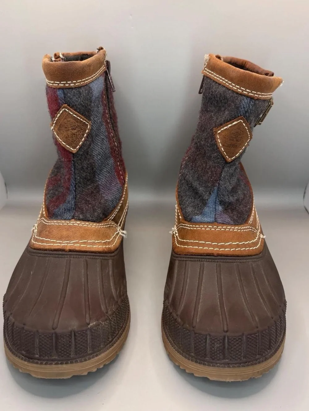 Kamik Brown and Blue Plaid Waterproof Winter Boots